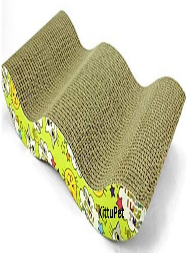 KittuPet خدشة كرتونية للقطط من KittuPet، لعبة مموجة قابلة لإعادة التدوير للقطط، لحماية الأثاث، خدشة على شكل نمر مموج (على شكل حرف W) - Image 1